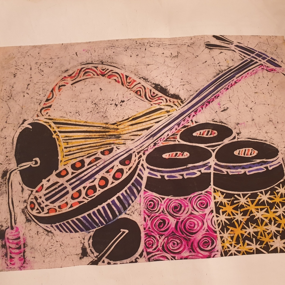AFRICAN MUSICIAL INSTRUMENTS WALL ART / HOME DECO - Picture 1 of 2